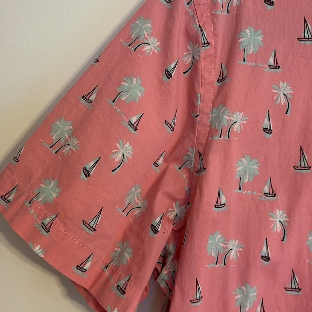 Hawker Rye Men's Pink Nautical Print short sleeve button down Shirt. Size M - Picture 4 of 9